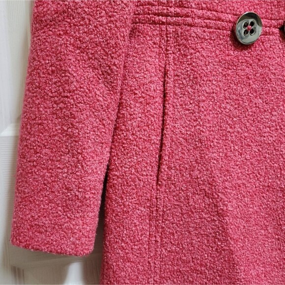 Milly Coat Women Sz 4 Pink Wool Silk Blend Double Breasted Button Lined Textured - Picture 7 of 13